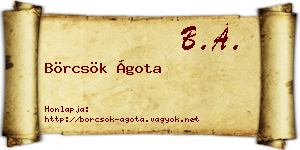 Börcsök Ágota névjegykártya
